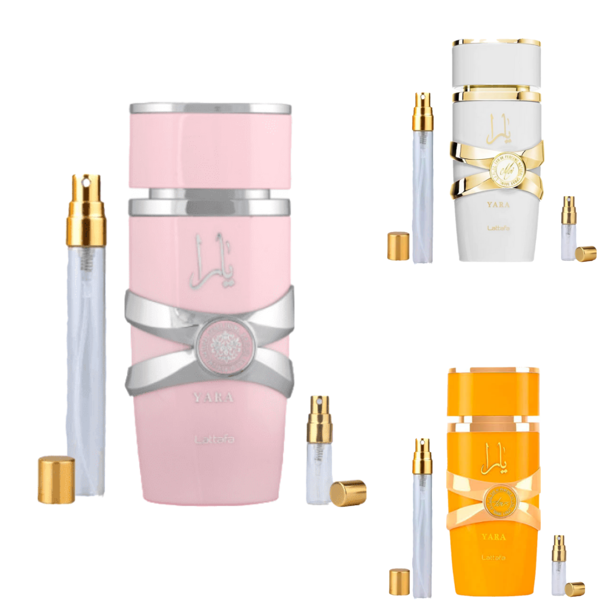 Kit Coleção Yara: Descubra as 3 Versões do Perfume Mais Amado (Rosa, Branco, Laranja) - Rihla Perfumaria 