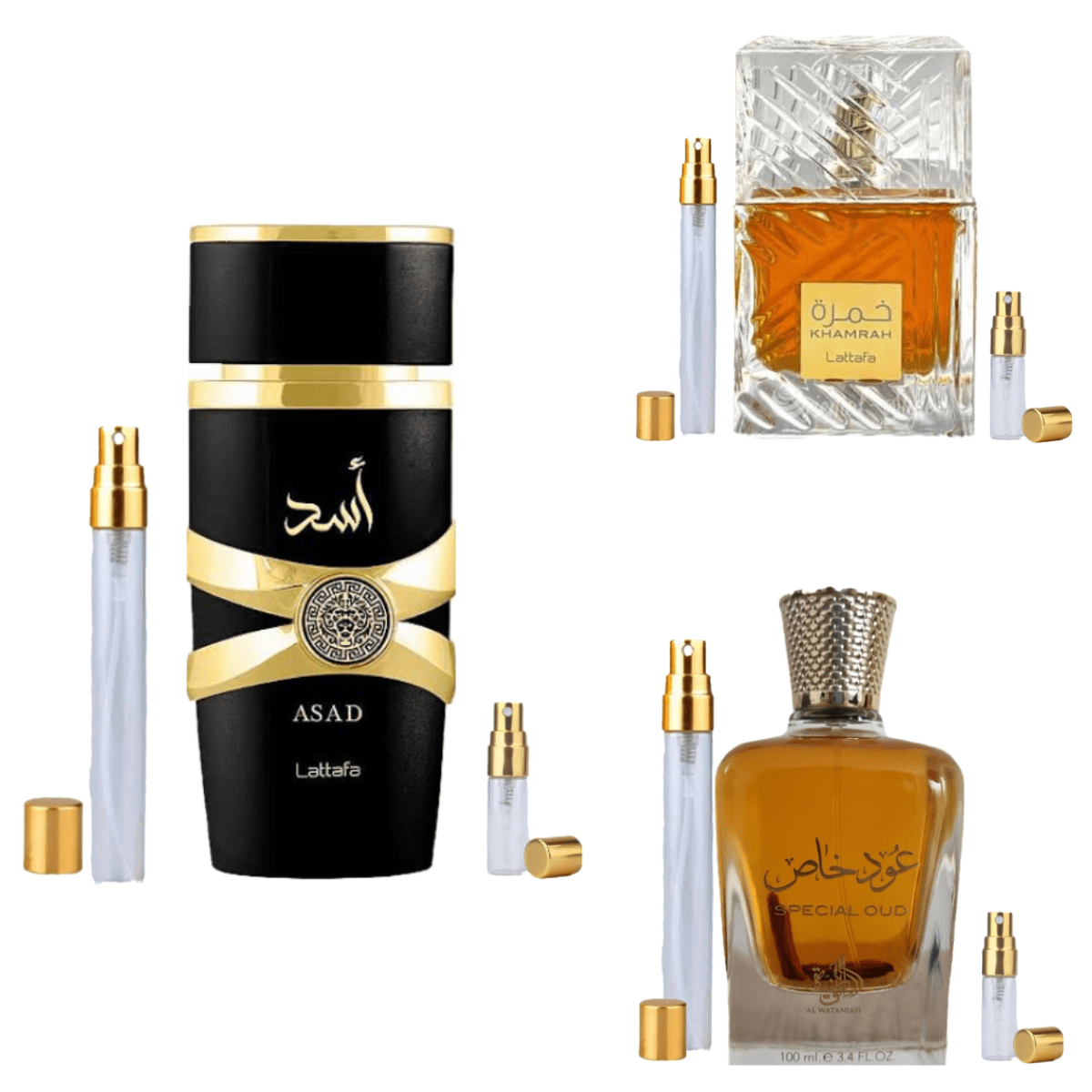 Kit Tríade de Poder: A Coleção de Perfumes Masculinos que Dominam (Asad, Special Oud, Khamrah) - Rihla Perfumaria